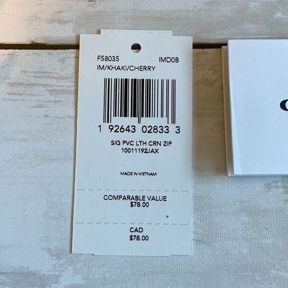 Coach Corner Zip Wristlet In Signature Canvas || Cherry Bag Wallet - Picture 2 of 5